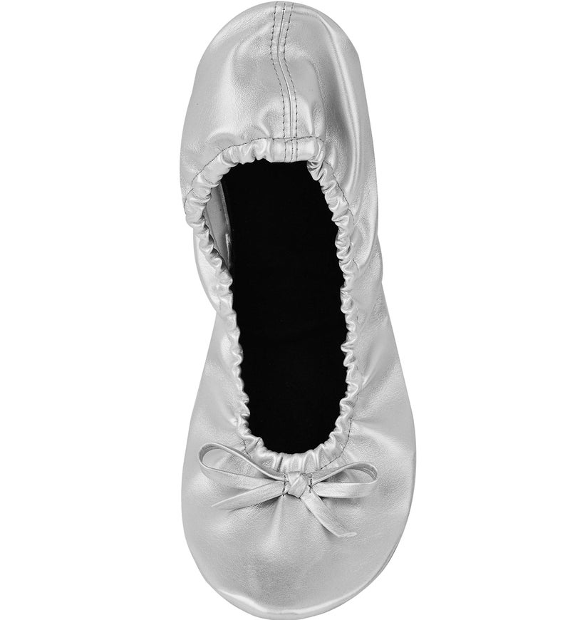 Rolly Flats Women's Foldable Flats â€“ Portable Ballet Slippers Shoes for Travel, Wedding â€“ Fits in Purse (M, Silver) - Image 4